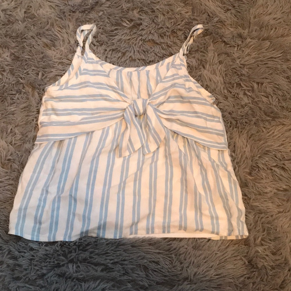 white and blue striped tank top